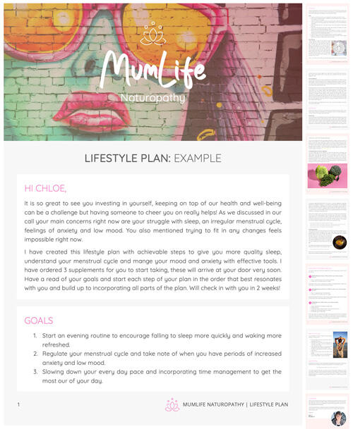 MumLife Naturopathy - Example Lifestyle Plan